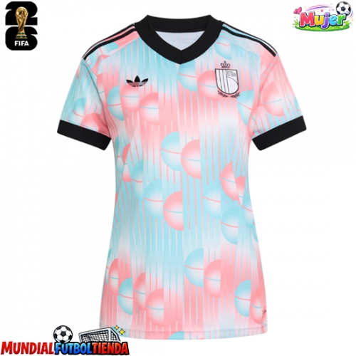 Camiseta Bélgica Segunda Equipación Replica Mundial 2026 para mujer mangas cortas